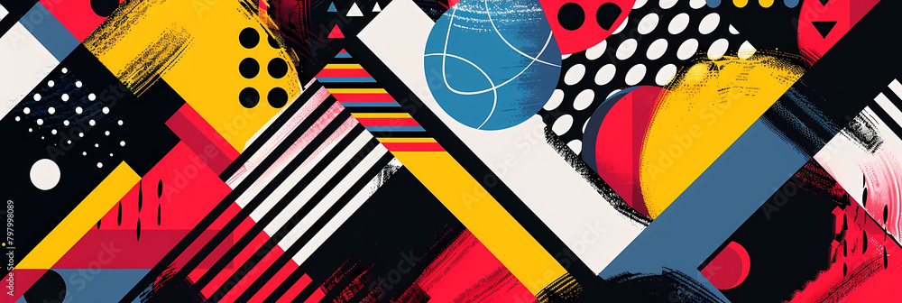 abstract geometric pattern design portfolio showcase featuring a white circle and a black dot