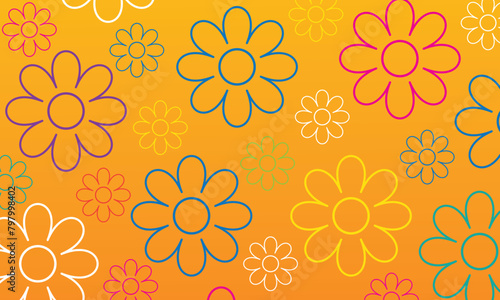 Φωτογραφία Background of flowers and sky with flower shaped clouds