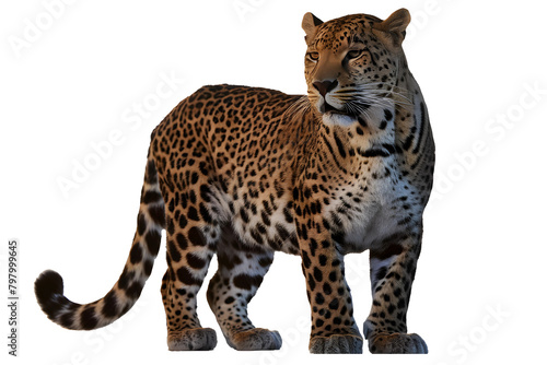 leopard  panthera pardus  walking towards  staring at the camera and showing his teeth  isolated on white background.AI GENERATED