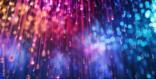 An artistic rendering of neon rain, with droplets of light creating a colorful, immersive experience photo
