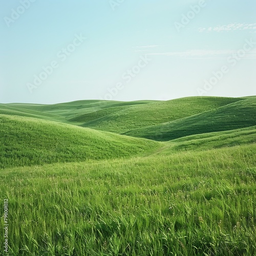 b'Green rolling hills under blue sky'