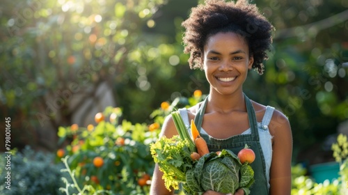 A Smiling Woman with Vegetables photo