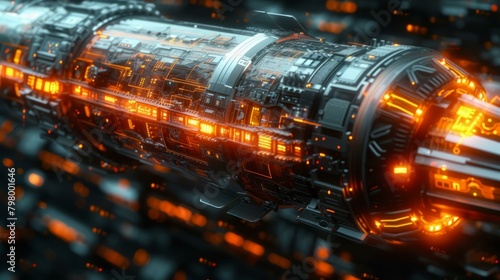 b'futuristic spaceship engine glowing with power'