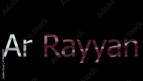 Ar Rayyan Name on Transparent Background. Waving Flag photo