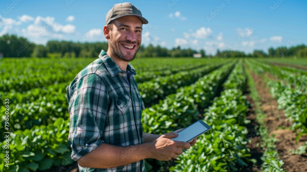 Fototapeta premium A Smiling Farmer with Technology