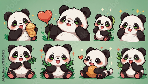 bundle image cute panda emoticon sticker 15