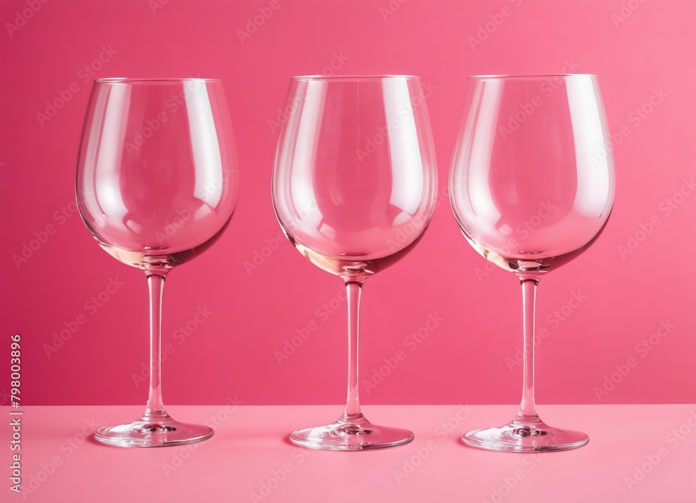 Minimal trend pattern from pink colored wine glasses on pastel pink background
