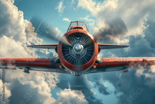 Dynamic 3D rendered image of an air show with vintage planes performing stunts, exciting and historical, suitable for events and aviation themes