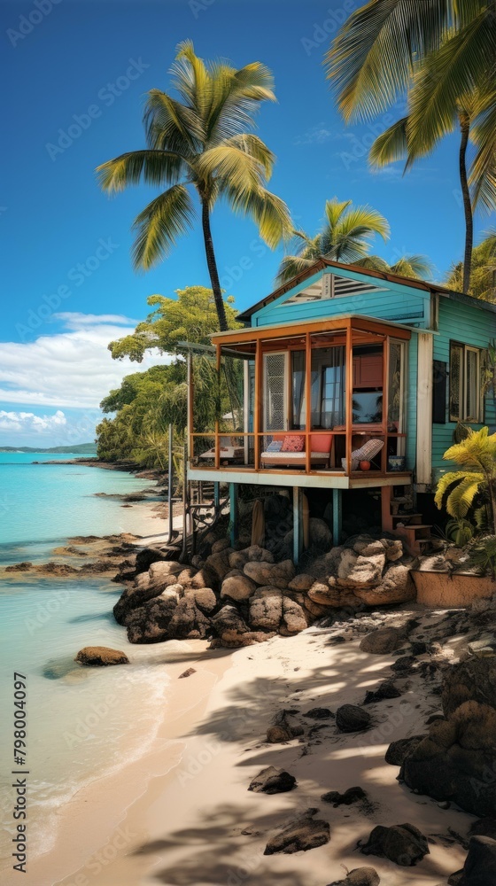 b'Beachfront caribbean house'