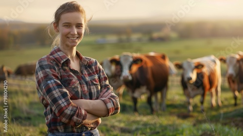 Smiling Farmer at Golden Hour photo