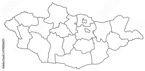 Outline of the map of Mongolia with regions