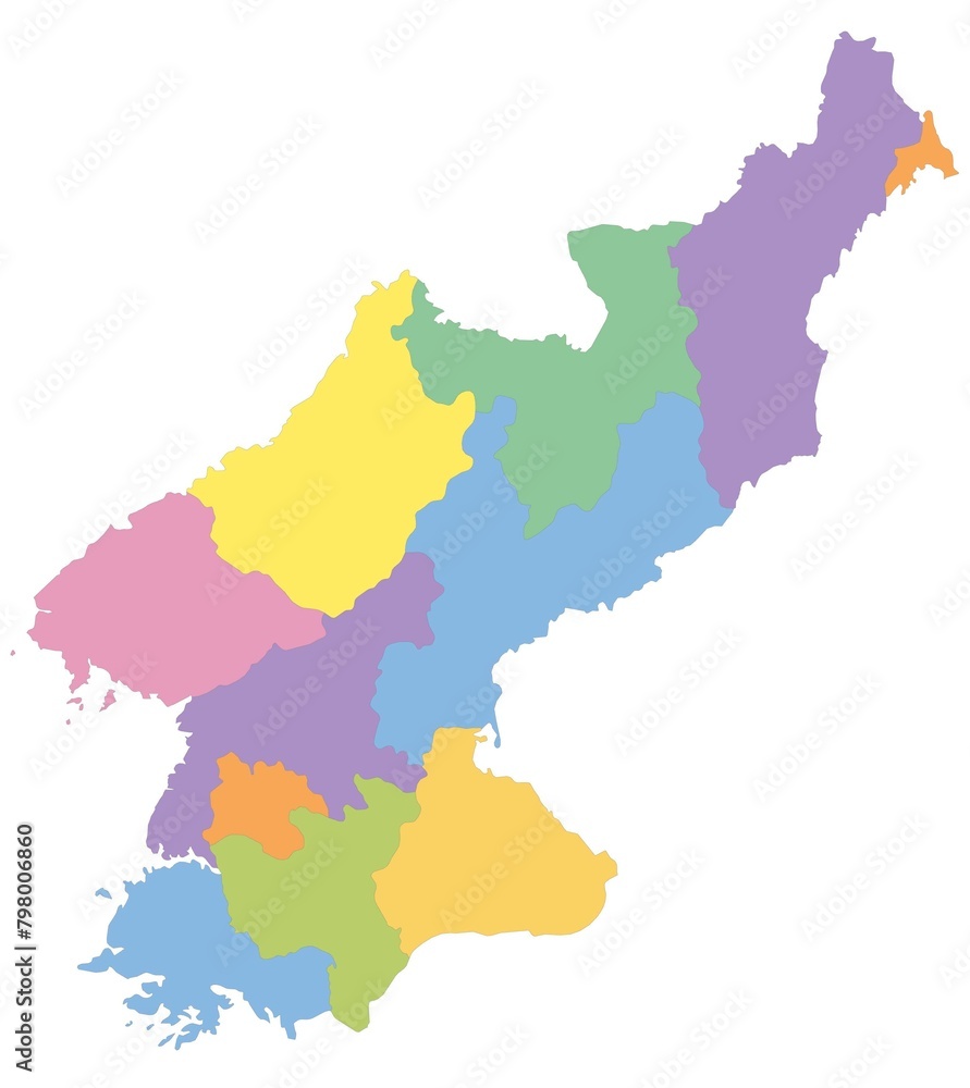 Obraz premium Outline of the map of North Korea with regions
