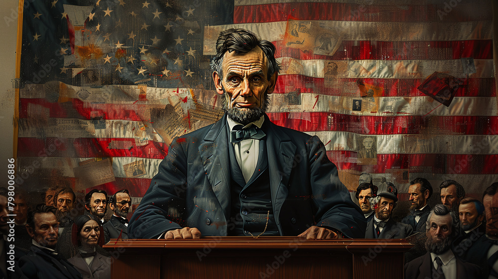 vintage style photography of Abraham Lincoln, former US president