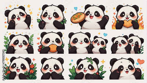 bundle image cute panda emoticon sticker 2