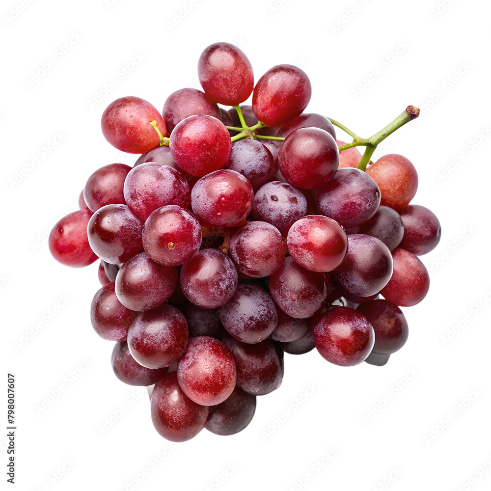 red grapes isolated on transparent background. AI Generative