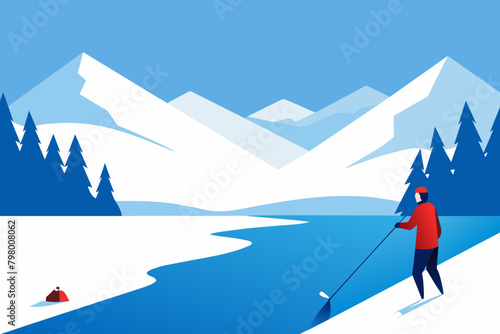 🎣 Dive into Winter Wonderland: Stunning Winter Fishing Vector Illustrations for Your Designs ❄️🐟