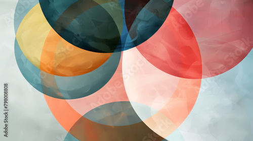 Soft pastel colored translucent circles overlapping in a gentle, modern abstract design