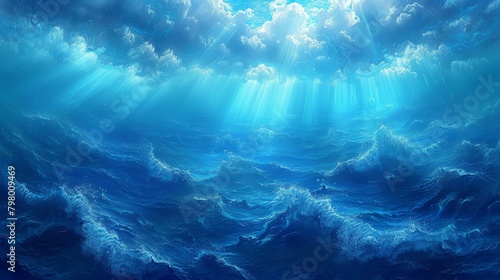 b'Undersea Ocean Waves Painting'