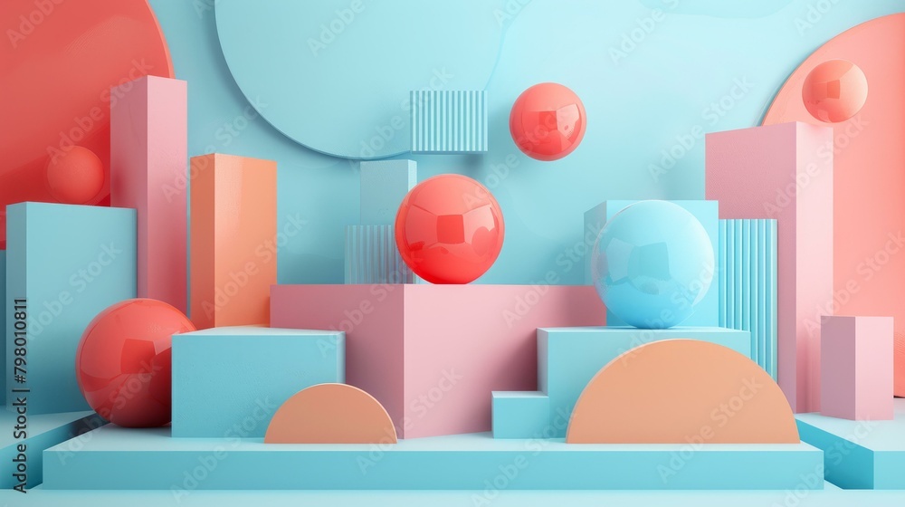 b'3D rendering of geometric shapes with balls' b'3D rendering of geometric shapes with balls'