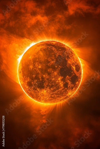 Vertical solar eclipse - captivating view of an astronomical phenomenon in a vertical composition photo