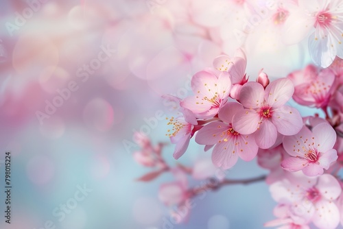 Beautiful spring background with blooming cherry blossoms on branch.