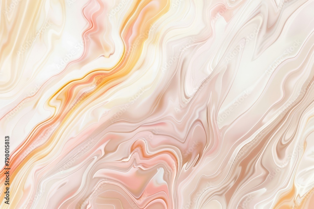 Serene Flow of Caramel and Blush Marbling - A Warm, Creamy Canvas of Abstract Art.