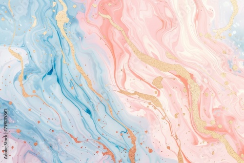 Whimsical Pastel Marbling with Gold Flecks - A Serene and Enchanting Abstract Elegance.