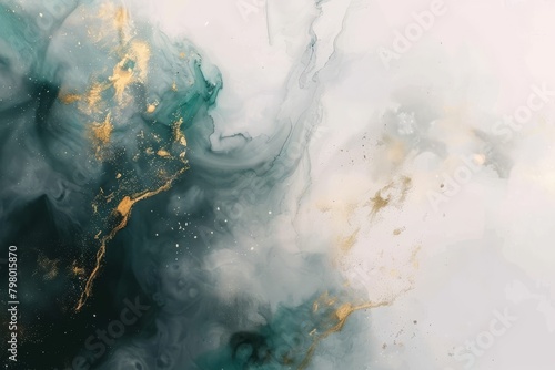 Celestial Cloudscape in Marble - Ethereal Swirls with Golden Dust Sprinkling Serenity.
