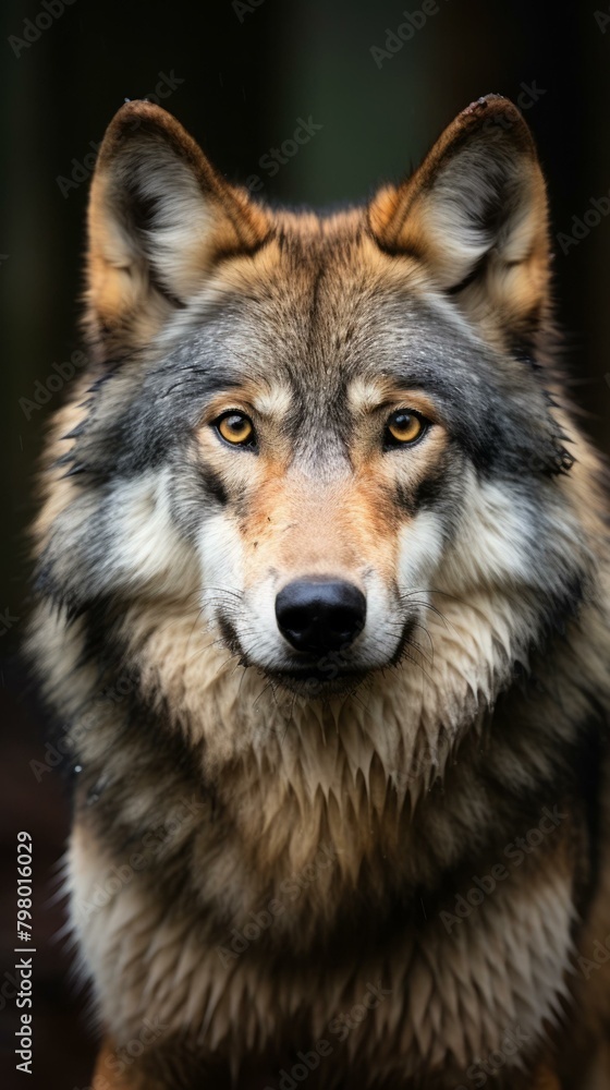 b'Portrait of a Gray Wolf'