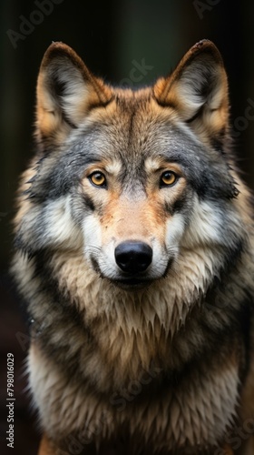 b Portrait of a Gray Wolf 