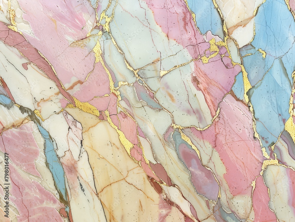 Ethereal Marbling. Soft Pinks and Blues Veined with Glimmers of Gold.