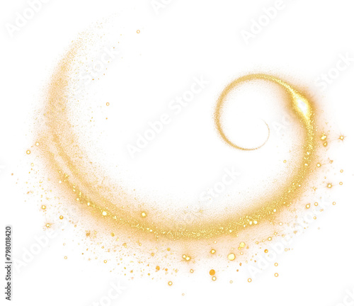 Gold glitter curve wave, golden shiny sparking line curves