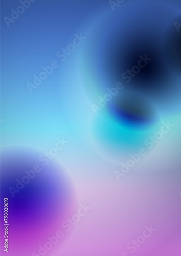 Blue and pink abstract modern vertical background holographic gradient cover design template with vibrant blurred spheres. Vector illustration