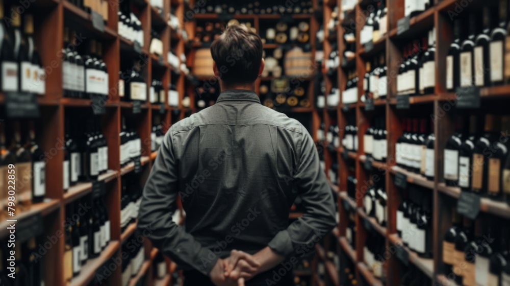 A Man Browsing the Wine Selection