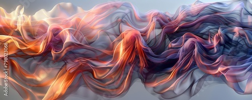 Vivid and dynamic digital artwork showcasing fluid abstract forms in warm and cool hues photo