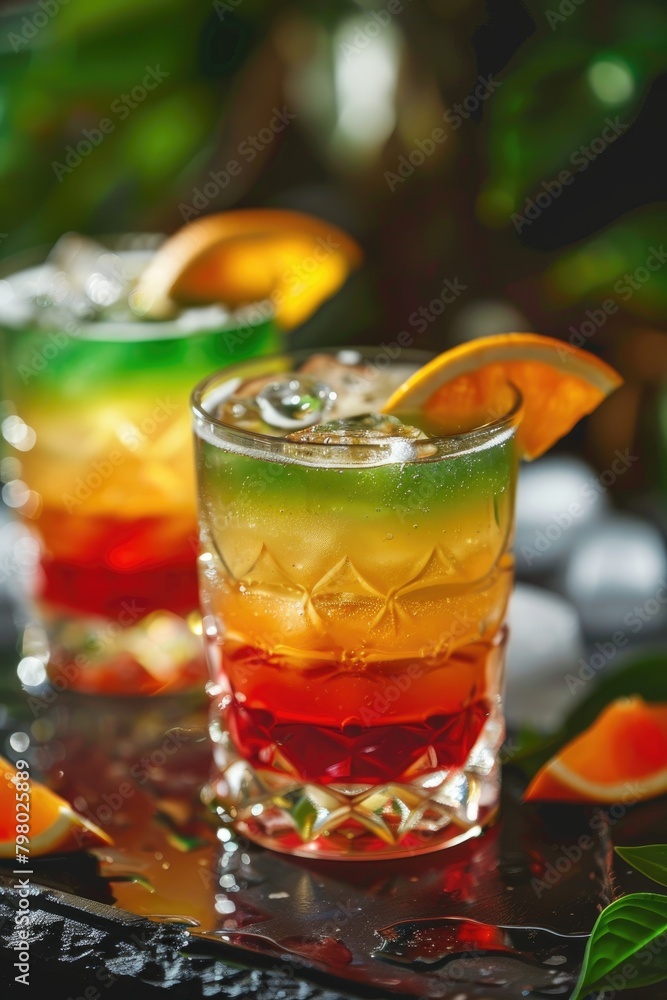 A visually captivating Tequila Sunrise cocktail with a vibrant gradient A visually captivating Tequila Sunrise cocktail with a vibrant gradient