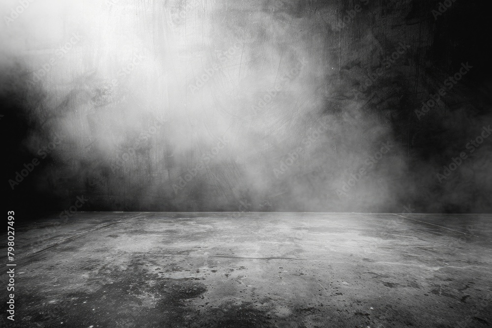 Grunge Background Decoration. Dark and Rough Concrete Floor Texture with Misty Atmosphere