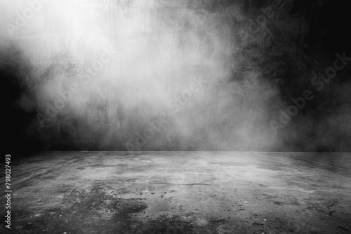 Grunge Background Decoration. Dark and Rough Concrete Floor Texture with Misty Atmosphere