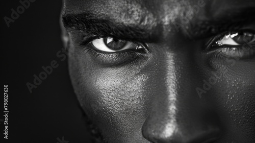 Black Man White Man. Dramatic Portrait of Attractive Guys in Black and White Photography