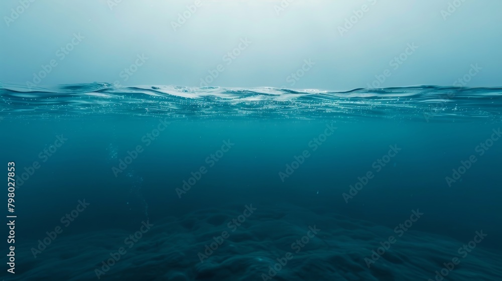 A vast body of water can be seen completely submerged underwater. The water appears deep and opaque, hiding any visibility of the surface. Various aquatic plants and marine life can be seen thriving A vast body of water can be seen completely submerged underwater. The water appears deep and opaque, hiding any visibility of the surface. Various aquatic plants and marine life can be seen thriving