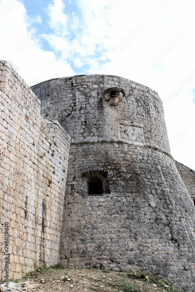 view on the outside of the famous Fortica fortress of Hvar, island Hvar, Croatia