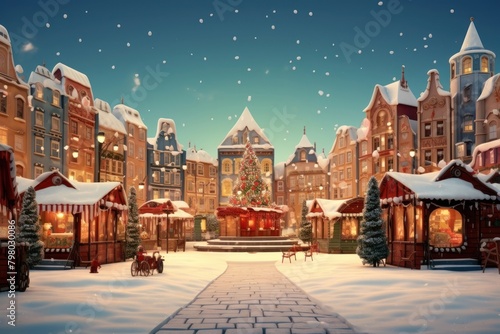 Christmas outdoors city town. photo