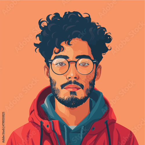 Diverse people portrait, flat style vector design illustration of young man