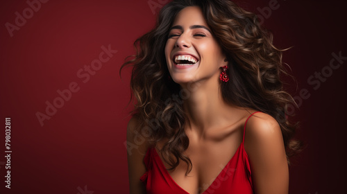 Beautiful female model wear santa hat