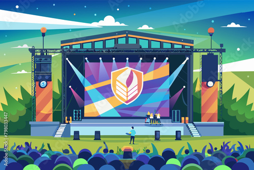 logo mockup displayed on a giant screen at an outdoor concert