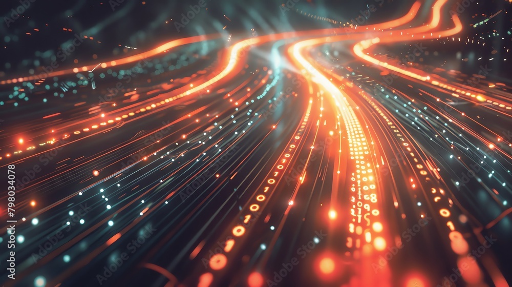 Binary code flowing in a digital tunnel. Binary code flowing in a digital tunnel.