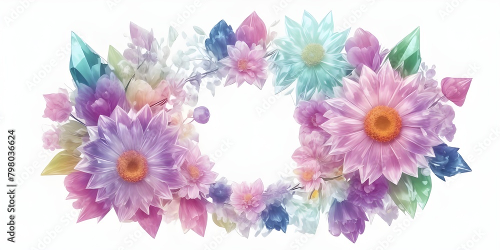 Flower wreath isolated on white background. Watercolor illustration.