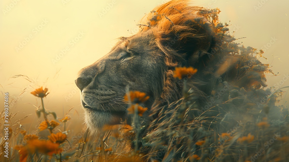 the symbiotic relationship between the lion and its kingdom as captured