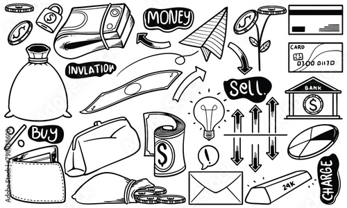 Hand drawn doodle set of wo...