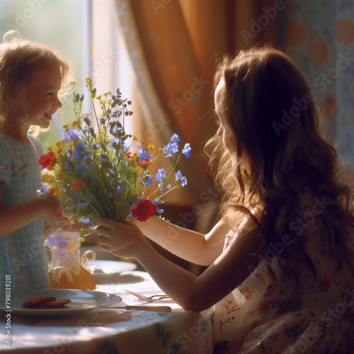 Warm sunlight bathes a brun...